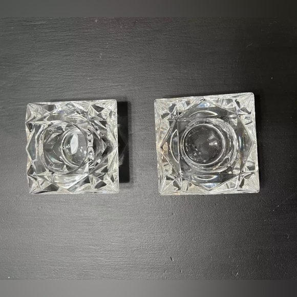 Vintage Set Candle Holders Votive PartyLite Quad Prism 24% Lead Crystal Retired - Picture 1 of 9